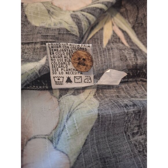 Original Island Sport  Hawaiian Mens Button Up Shirt Medium Black Floral Beach - Picture 5 of 7